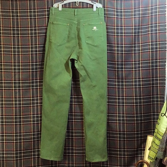 🦚 90s GEIGER Collections Green Straight Leg High Rise Zip Front - Picture 3 of 7